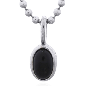 Elegante y Pequeño Colgante de Ágata Negra con Bisel Plateado - Product Image 1