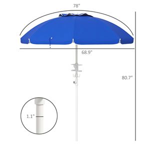 Ombrellone da Spiaggia Blu Zaffiro 5.7 con Regolazione Inclinazione, Altezza Regolabile, 2 Portabicchieri, Ganci, Ventilazione e Volant per Viaggi - Product Image 4