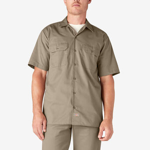 Chemise de travail noire en coton à manches courtes pour homme avec deux poches poitrine, respirante et tendance - Product Image 5