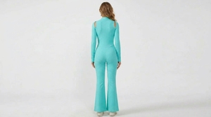 Mono de una pieza personalizado para mujer, manga larga, pantalones acampanados, elástico, cómodo, informal, a la moda. - Product Image 5