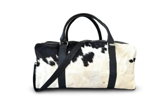 Sac de voyage en cuir véritable avec fourrure de vache, fermeture éclair, style vintage, grande capacité, sac de week-end LHDB-0034 - Product Image 5