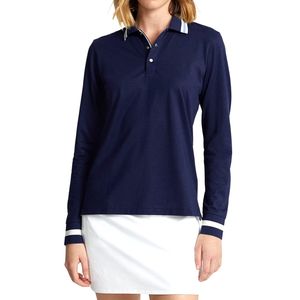 Ensemble de golf bleu marine pour femme : Polo à manches longues et jupe blanche – Tenue de sport athlétique pour le golf, le tennis et les loisirs - Product Image 3