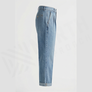 Jean en denim délavé coupe droite taille haute pour homme, coupe régulière, en coton, style décontracté printemps - Product Image 3