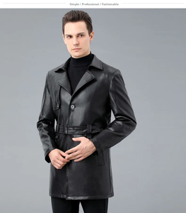 Men's Genuine Leather <b>Jacket</b> Hot Sale Of The Season Autumn Winter New Style Fleece Lined New Style Suit Collar - Product Image 2