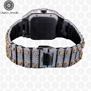 Charm_Jewells Luxury Square Analog Quartz <b>Watch</b> Stainless Steel <b>Diamond</b> Encrusted Band 38mm Unisex Folding Clasp - Product Image 2