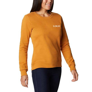 New Design Crew Neck Custom Autumn Gym Fitness Sets Women Plain Cotton Loose Long Sleeve Pullover Crop Top Sweatshirt Women - Product Image 1