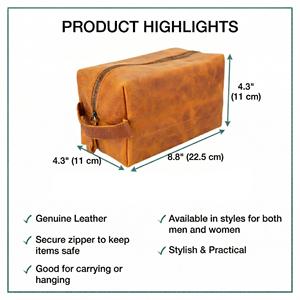 Trousse de Toilette en Cuir pour Homme, Organisateur de Cosmétiques de Voyage, Trousse de Toilette Imperméable, Trousse de Rangement pour Soins Personnels, LTB-0168 - Product Image 2