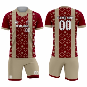 ชุดฟุตบอลสั่งทำพิเศษ คุณภาพสูง ป้องกันแบคทีเรีย ระบายอากาศได้ดี แห้งเร็ว ผ้าสแปนเด็กซ์/โพลีเอสเตอร์ เสื้อและกางเกงขาสั้น รับผลิตแบบ OEM ODM - Product Image 1