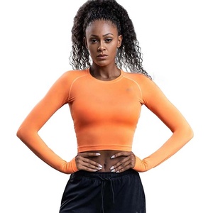 PIHA SPORTS Camisetas Deportivas Personalizadas al por Mayor para Mujer, Camisetas de Manga Larga con Cuello Redondo, Camisetas Cortas, Elásticas, Transpirables, de Poliéster/Algodón - Product Image 6