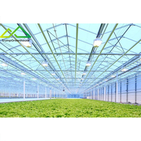 Serre en verre multi-chapelles intelligente de type Venlo, pour la culture de semis de fleurs, la recherche et l'étude des légumes, avec panneaux solaires en polycarbonate