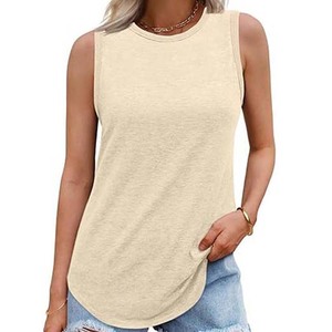 Nouveauté : Débardeurs pour femmes en coton/fibre de bambou, à motifs unis, sans manches, pour l'été, tailles grandes, fabriqués au Pakistan - Product Image 2