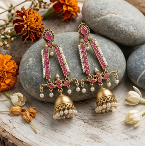 DIVYORO RUBY <b>GOLD</b> JHUMKA DANGLER - Product Image 4