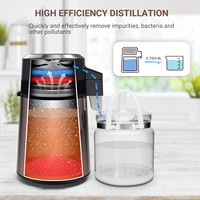 Distillateur d'eau domestique de comptoir 4L 750W, intérieur en acier inoxydable, machine de distillation grise, purificateur d'eau pure avec filtre