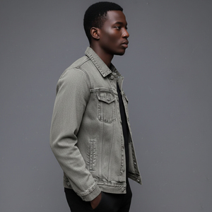 Veste en jean de haute qualité, sur mesure, 100% coton, tissu denim 14 oz, lavage vintage, broderie personnalisée sur le devant, mode hiver - Product Image 5