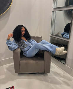 ชุดวอร์ม2ชิ้นสำหรับผู้หญิงเสื้อฮู้ดและกางเกงขาบาน420gsm ซักด้วยกรดสีแทนพิมพ์ลายโลโก้ตามสั่งแบบวินเทจ - Product Image 3