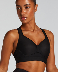 Soutien-gorge de sport sans coutures pour femme, maintien élevé, décolleté en V profond, dos nageur, noir, pour yoga et fitness, personnalisable, Collection 2026 en promotion - Product Image 1