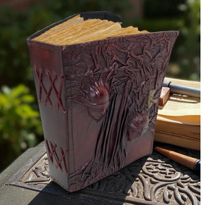 Diario de cuero hecho a mano con dos caras, cuaderno de tapa dura de estilo gótico de terror, papel con borde deshilachado, diario de grimoire de fantasía oscura - Product Image 2