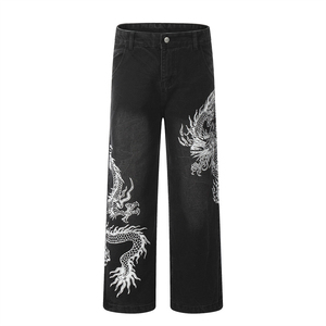 Graphic <b>Embroidered</b> <b>Jeans</b> Regular Fit Light Wash Streetwear Hip Hop Skate Denim Pants Lightweight Autumn Winter Unisex Y2K - Product Image 6