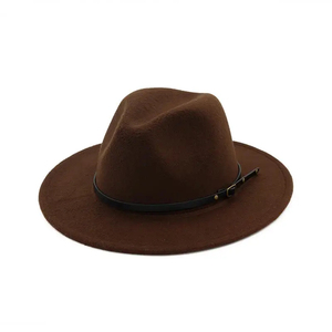 Chapeau Fedora en Laine Unisexe Jaune à Large Bord, Couleur Unie, Décontracté, Printemps-Été, pour Adulte, avec Bande Noire, Style Cowboy, Casquette de Baseball en Polyester - Product Image 4