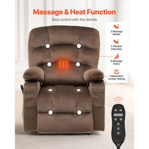 Poltrona Reclinabile Elettrica a Doppio Motore con Massaggio e Riscaldamento per Anziani, Estensibile, 2 Portabicchieri, Porta USB - Esperienza di Relax Confortevole - Product Image 2
