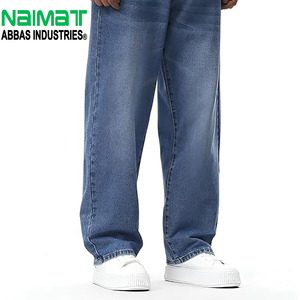 Mens Baggy Loose Fit Jeans Blue Wide Leg Denim Pants Relaxed Straight Casual Skateboard Trousers For Streetwear - Product Image 1