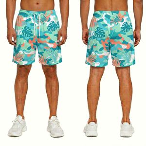 Tropical <b>Leaf</b> Beach Running Lightweight Breathable Athletic Vacation Sports Sublimation Mesh Shorts - Product Image 1