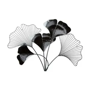 Modern Metal <b>Wall</b> Art Foliage Design Black Handmade <b>Decorative</b> Hanging for Home <b>Decoration</b> Medium Size - Product Image 1
