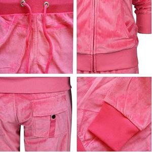 Conjunto de Pijama de Terciopelo Rosa para Mujer, con Capucha, Manga Larga, Pantalón Largo, Cálido para Invierno, con Bolsillos, Corte Regular, Color Sólido - Product Image 6