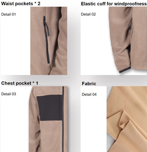 Veste polaire zippée intégrale pour homme, col montant, blocs de couleur noirs personnalisés sur le devant, haute qualité, coupe régulière, 100 % polyester, idéale pour l'automne - Product Image 4