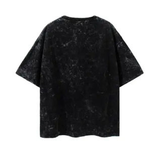 เสื้อยืดคอกลมของผู้ชายผ้าคอตตอน100% ทรงหลวมซักกรดไซส์ใหญ่ระบายอากาศสีดำแฟชั่นล่าสุด - Product Image 2