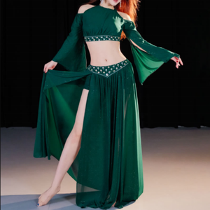 Robe de danse lyrique à manches longues pour femme, respirante, imprimée, style latin, ballroom, swing, jupe plissée irrégulière, couleur personnalisée, pour l'église - Product Image 4