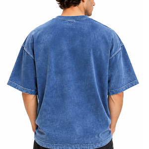 T-shirt surdimensionné pour homme 100 % coton à manches courtes col rond streetwear décontracté confortable lavage vintage vêtements personnalisés - Product Image 2