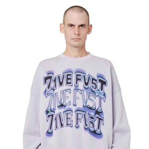 โลโก้ที่กําหนดเองถักเสื้อกันหนาว Unisex เสื้อถัก Jacquard Crewneck เสื้อสวมหัวผ้าฝ้ายเสื้อถักขนาดใหญ่สําหรับผู้ชาย - Product Image 2