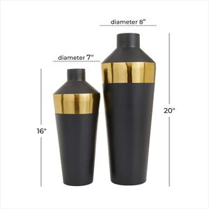 Ensemble de 2 vases décoratifs modernes en métal doré et blanc, faits à la main, pour la maison et les cadeaux de pendaison de crémaillère - Product Image 3