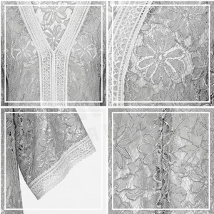 Women's Floral <b>Lace</b> <b>Kimono</b> With Fringe Hem V-Neck Open Front Bathrobe Breathable Lightweight Cover Up For Beach Or Lounge Wear - Product Image 6