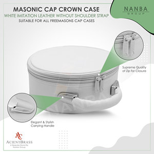 Premium Imitation Leather <b>Masonic</b> Crown Cap <b>Case</b> (White) Without Strap - Product Image 5