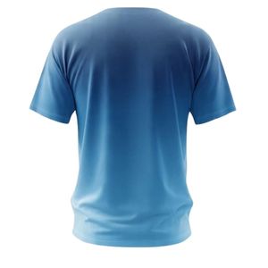 เสื้อยืดผู้ชายไล่เฉดสีน้ำเงินรอยัลถึงสีดำ แขนสั้น ทรงลำลอง คอกลม - Product Image 6