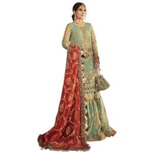 ชุดเดรสแฟนซีสำหรับสาวปากีสถานขายดี สำหรับงานแต่งงานและงานปาร์ตี้ ประดับด้วยลูกปัดอย่างสวยงามและงานปักที่งดงาม - Product Image 1