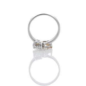 Anillo de Diamantes con Corte Corazón y Halo de Moissanita para Mujer, Plata 925 con Baño de Oro, para Propuesta de Matrimonio, Regalo para Novia - Product Image 4