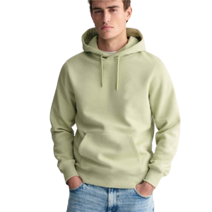 เสื้อฮู้ดผ้าฟลีซผสมคอตตอนโพลีเอสเตอร์สีเขียวเซจแบบกำหนดเอง ผู้ผลิต OEM ODM เสื้อผ้าลำลองสำหรับทุกเพศ รับผลิตโลโก้ตามสั่ง ขายส่งจากโรงงาน จำนวนมาก - Product Image 1
