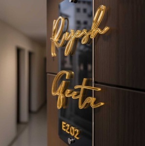 Luxury Personalized Acrylic Name <b>Plate</b> with 3D Gold Lettering Custom House <b>Door</b> Sign Premium Black Gold Entrance Plaque - Product Image 3