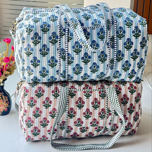 กระเป๋าผ้าฝ้ายลายดอกไม้สไตล์โบฮีเมียนแบบควิลท์ สำหรับเดินทางท่องเที่ยว พักค้างคืน หรือวันหยุด คุณภาพสูง - Product Image 1