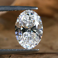 Diamant synthétique ovale 3 carats, cultivé en laboratoire CVD, effet glacé, pierre artificielle en vrac, blanc VVS, couleur D, meilleur prix de gros