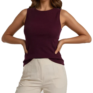 Camisetas sin mangas más vendidas 2026: Top de algodón ligero con elastano y canalé para mujer, sexy, con espalda moldeada, ajustado, transpirable y suave. - Product Image 1