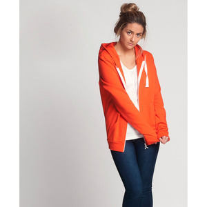 Sudadera con capucha de forro polar lisa para mujer, transpirable, talla grande, con cremallera, de algodón - Product Image 1