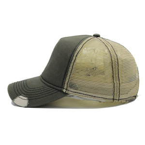 5 Panel Canvas Mesh Trucker <b>Hat</b> Custom Logo Embroidery Unisex Polyester <b>Summer</b> Sports Cap Wholesale - Product Image 4