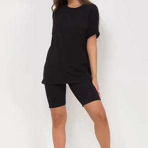 Conjunto de Dos Piezas de Algodón 100% para Mujer a Precio Económico, Ropa de Moda, Conjunto Informal de Camiseta Corta para Mujer - Product Image 2