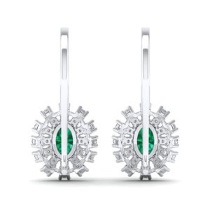 REYES - Elegantes Pendientes Colgantes de Oro Sólido de 14K con Corte Ovalado y Esmeralda de 1 Quilate, Certificados por GRA, Joyería Fina con Moissanita - Product Image 4
