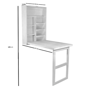 Modern Rectangle Wall Mounted <b>Matte</b> Finish Mango Wood Study <b>Table</b> Folding Bookshelf Space Saving Design Home 100% Handmade Kajal - Product Image 5