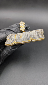 Iced Out <b>Custom</b> <b>Name</b> Pendant Baguette Stone Hip Hop <b>Necklace</b> Charm Gold Tone Luxury Bling Statement Jewelry - Product Image 2